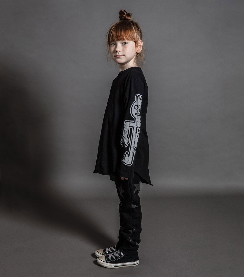 Boys & Girls Black Star Baggy Cotton Trousers