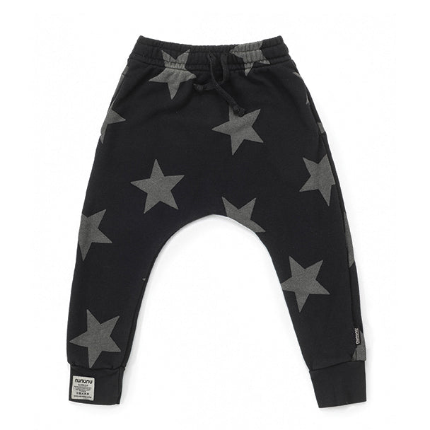 Boys & Girls Black Star Printed Cotton Trousers