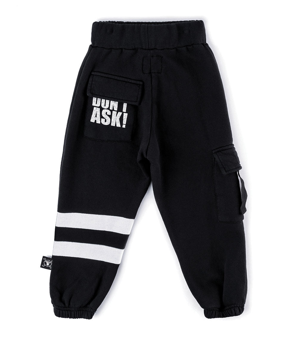 Boys Black Pocket Sweatpants