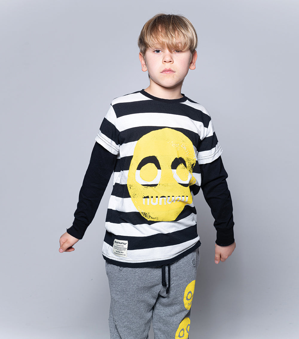 Boys & Girls Black Stripes Cotton T-Shirt