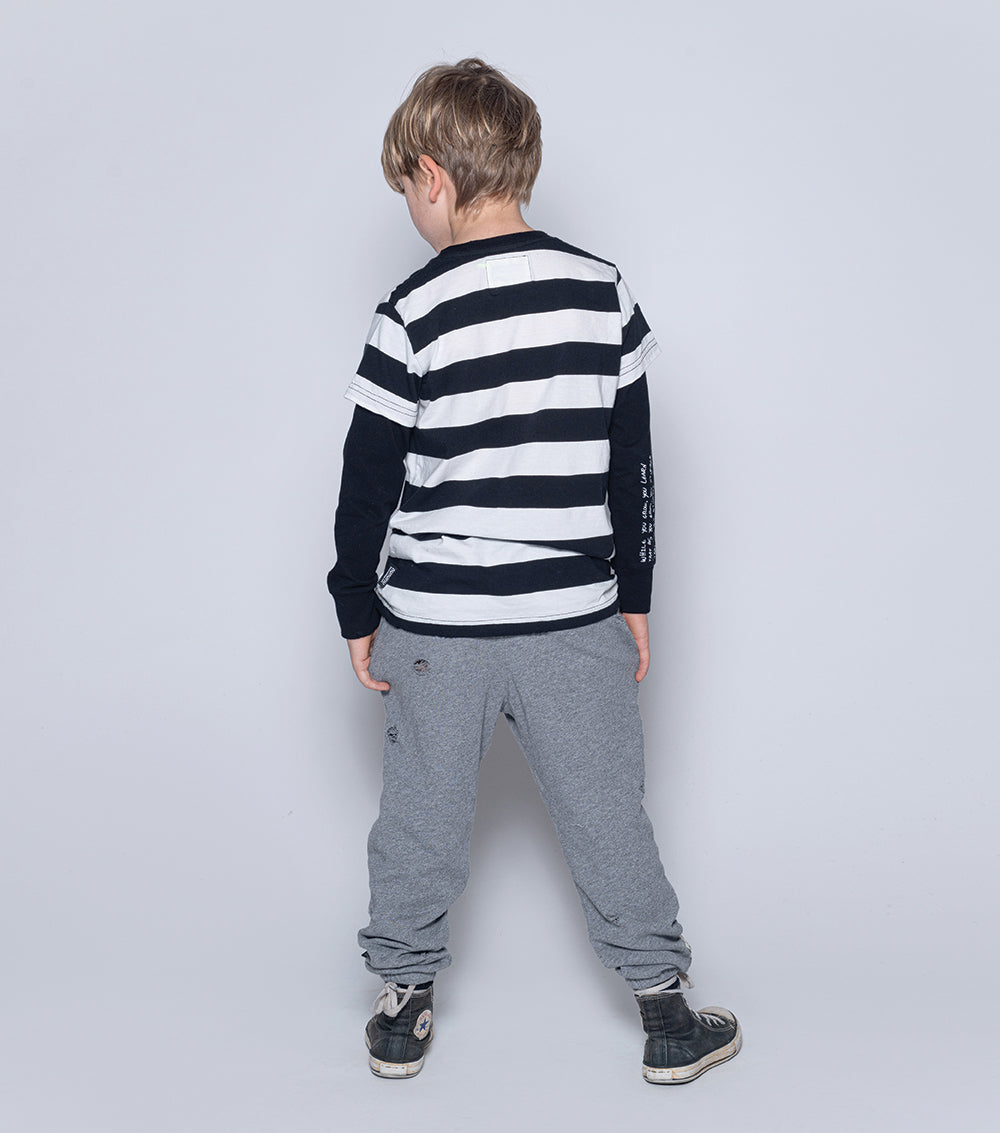 Boys & Girls Black Stripes Cotton T-Shirt