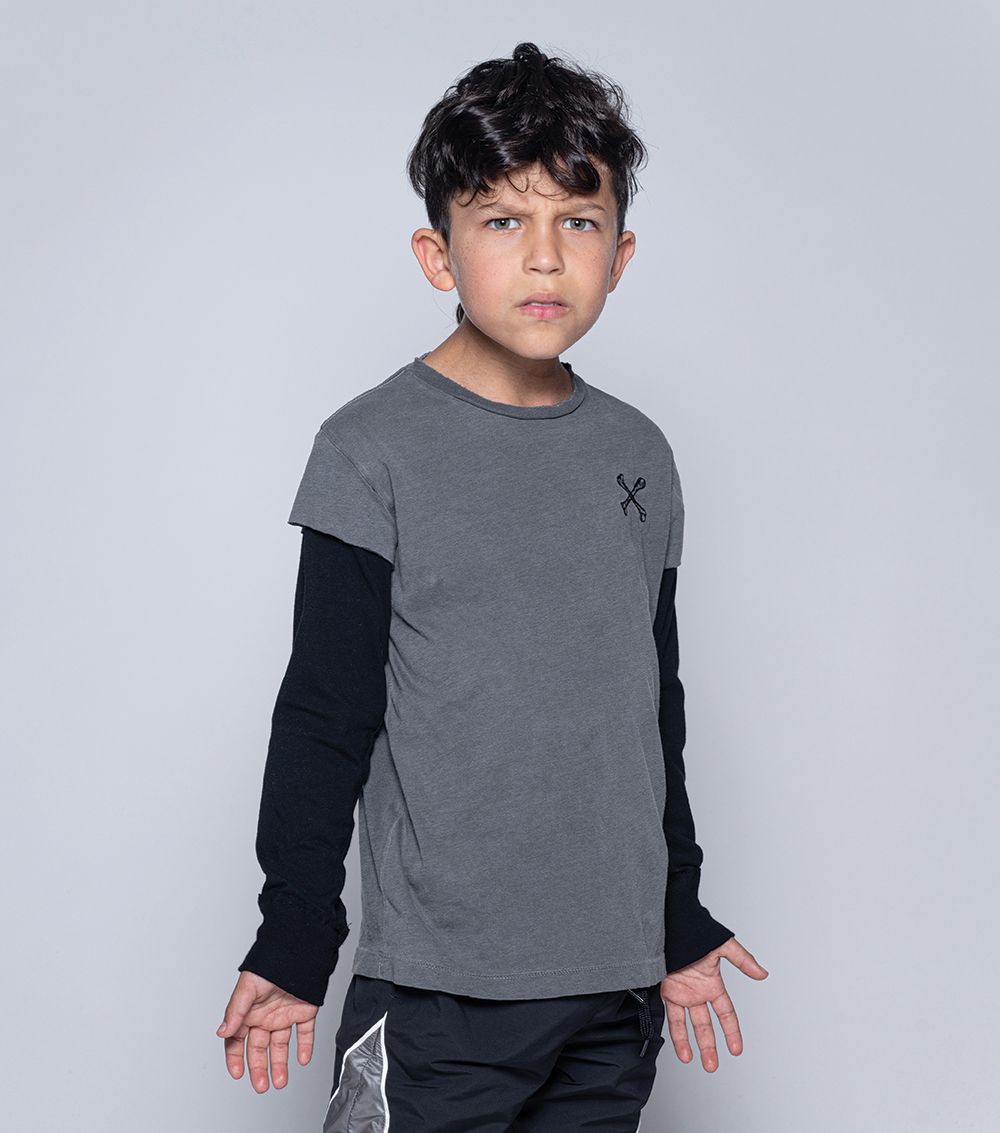 Boys & Girls Dark Grey Cotton T-Shirt