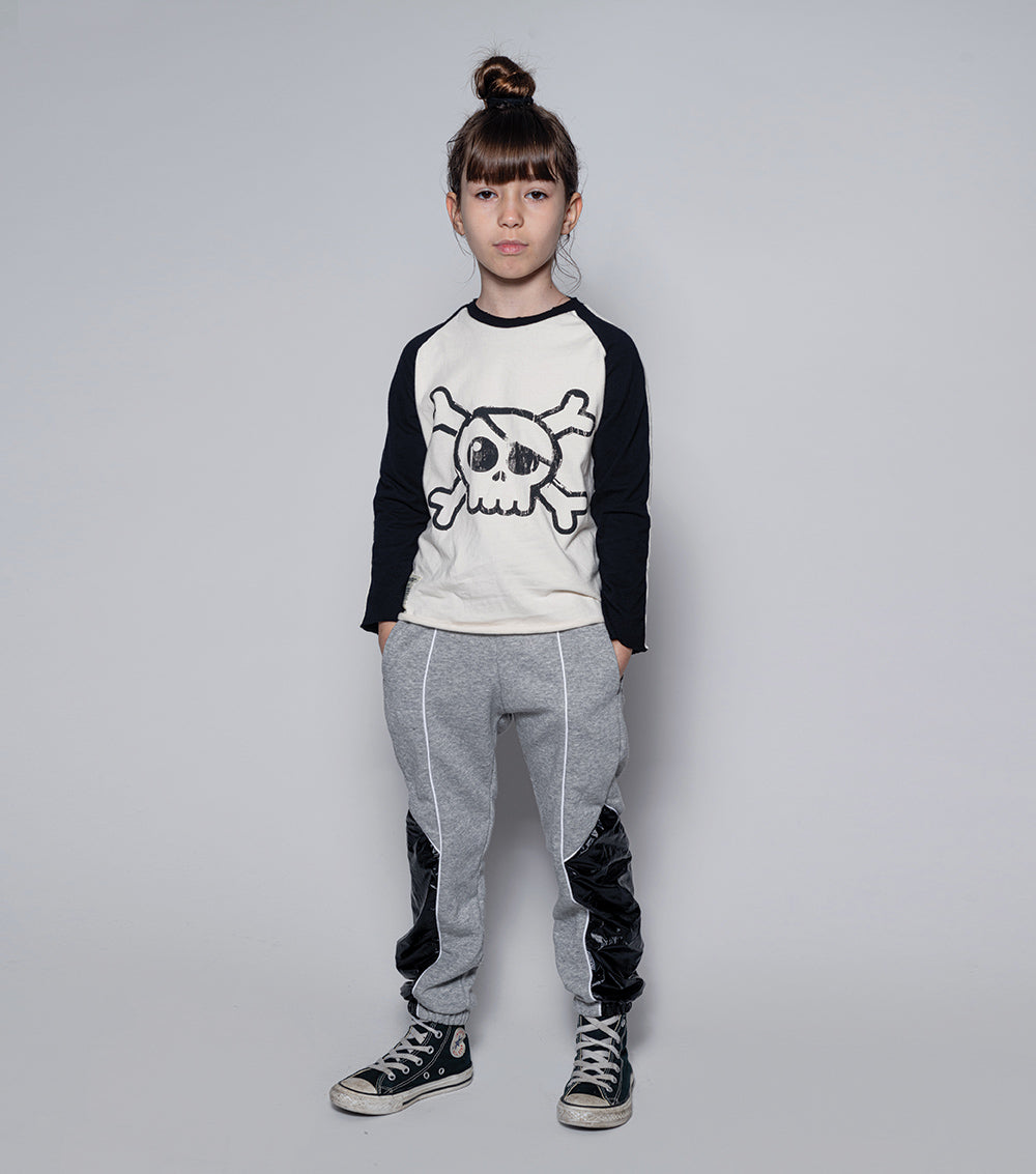 Boys & Girls White Skull Printed Cotton T-Shirt