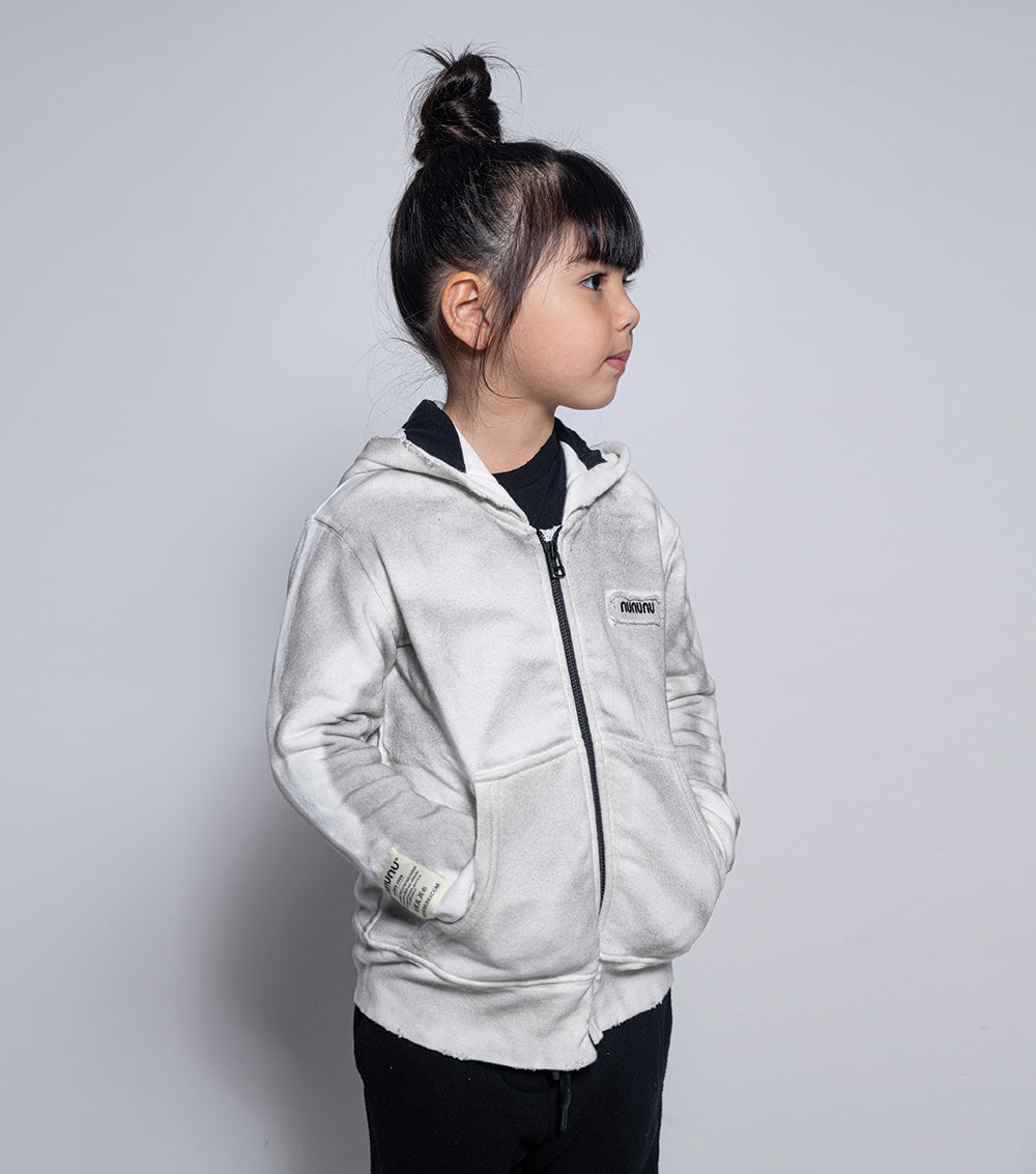 Boys & Girls White Hooded Zip-Up Top