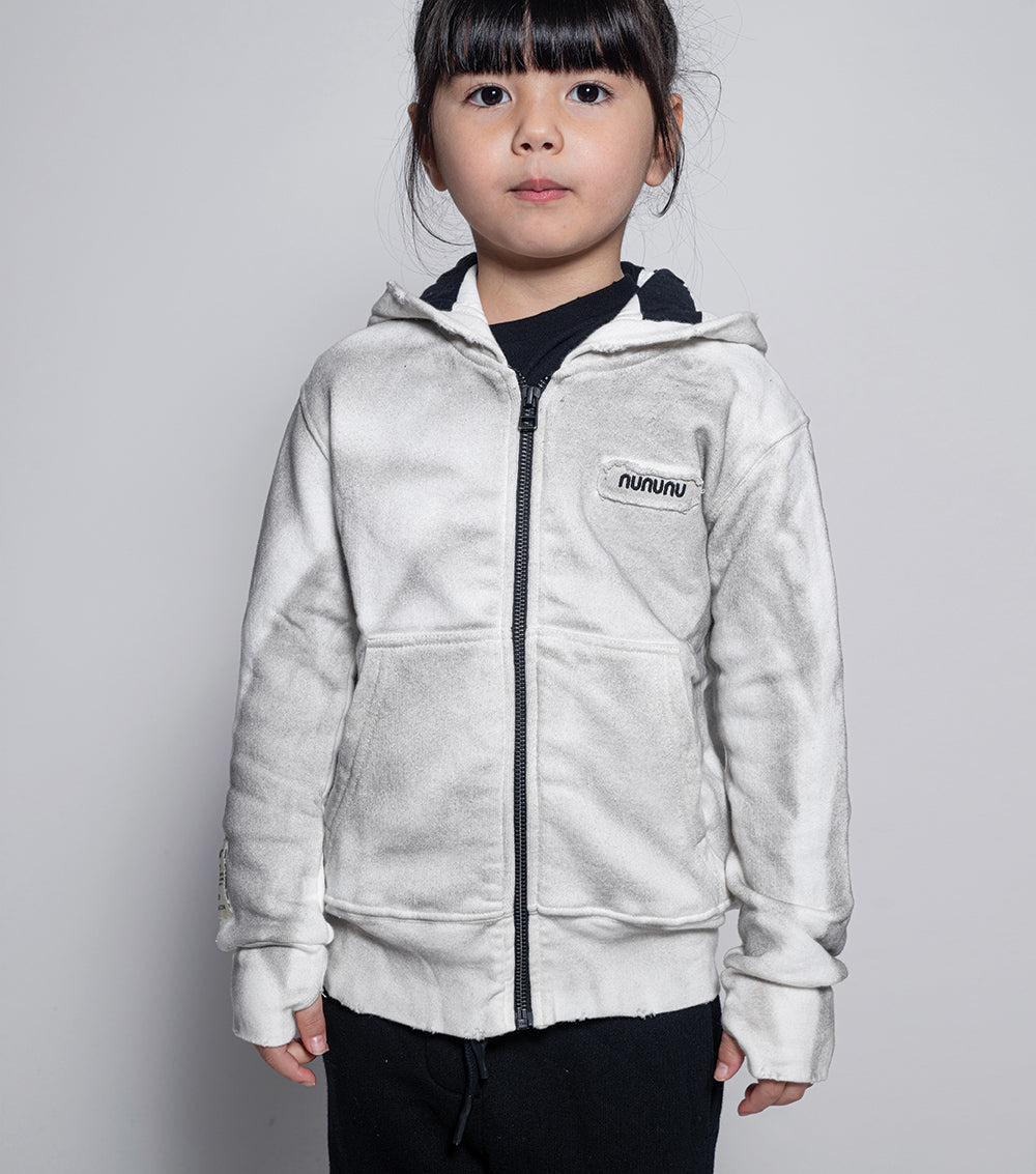 Boys & Girls White Hooded Zip-Up Top