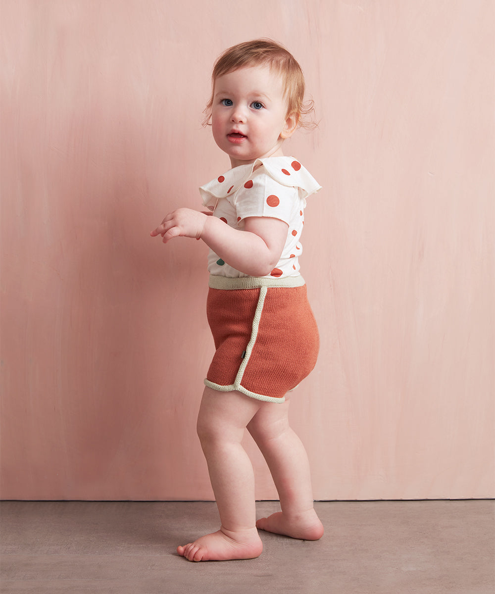 Girls Orange Cotton Shorts