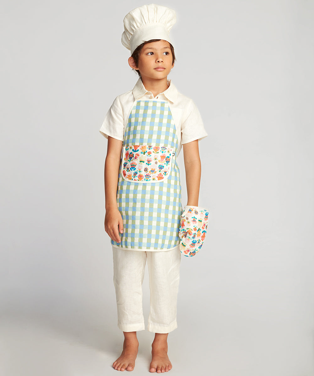 Boys & Girls Blue Check Apron Set