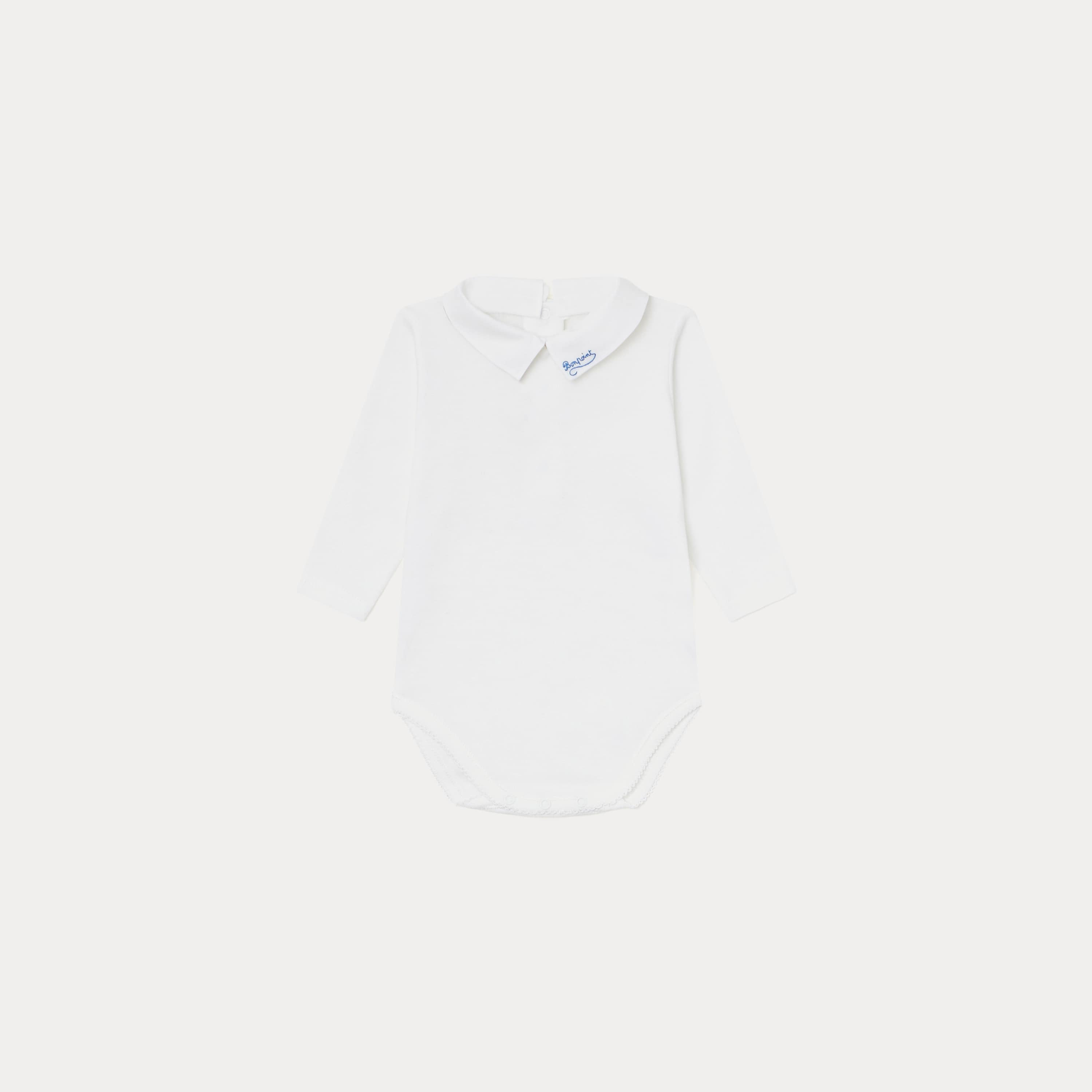 Baby Boys & Girls White Cotton Babysuit