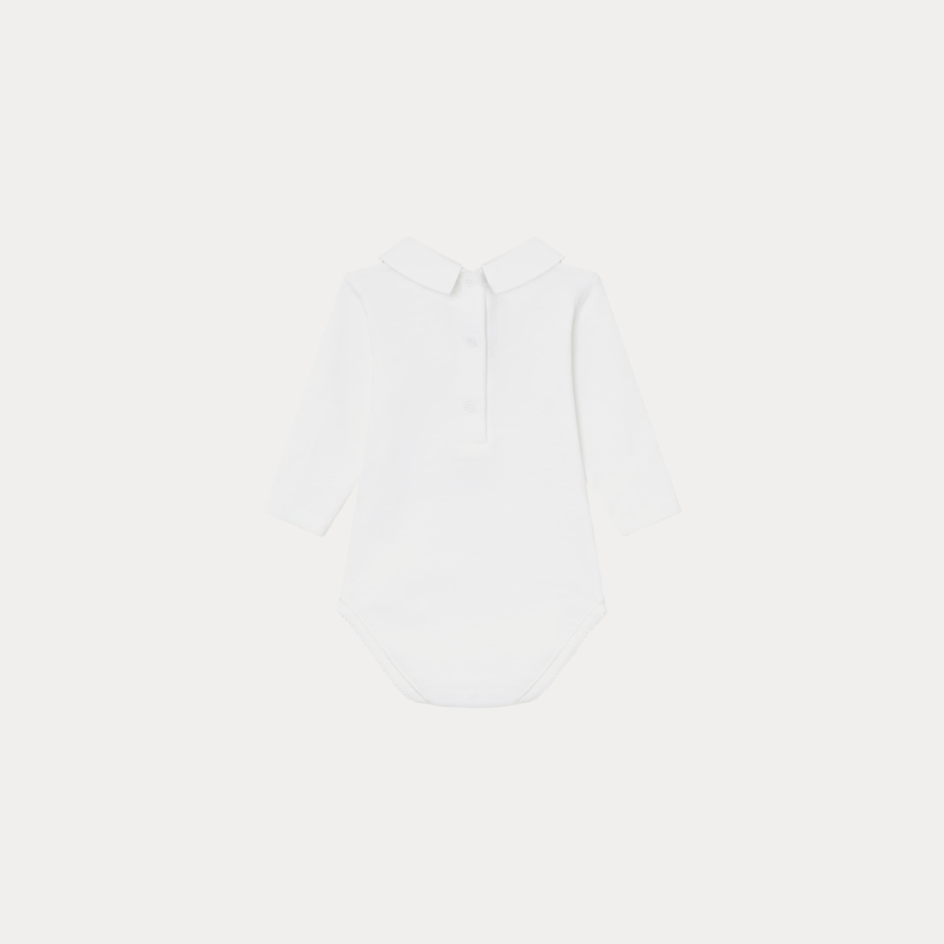 Baby Boys & Girls White Cotton Babysuit