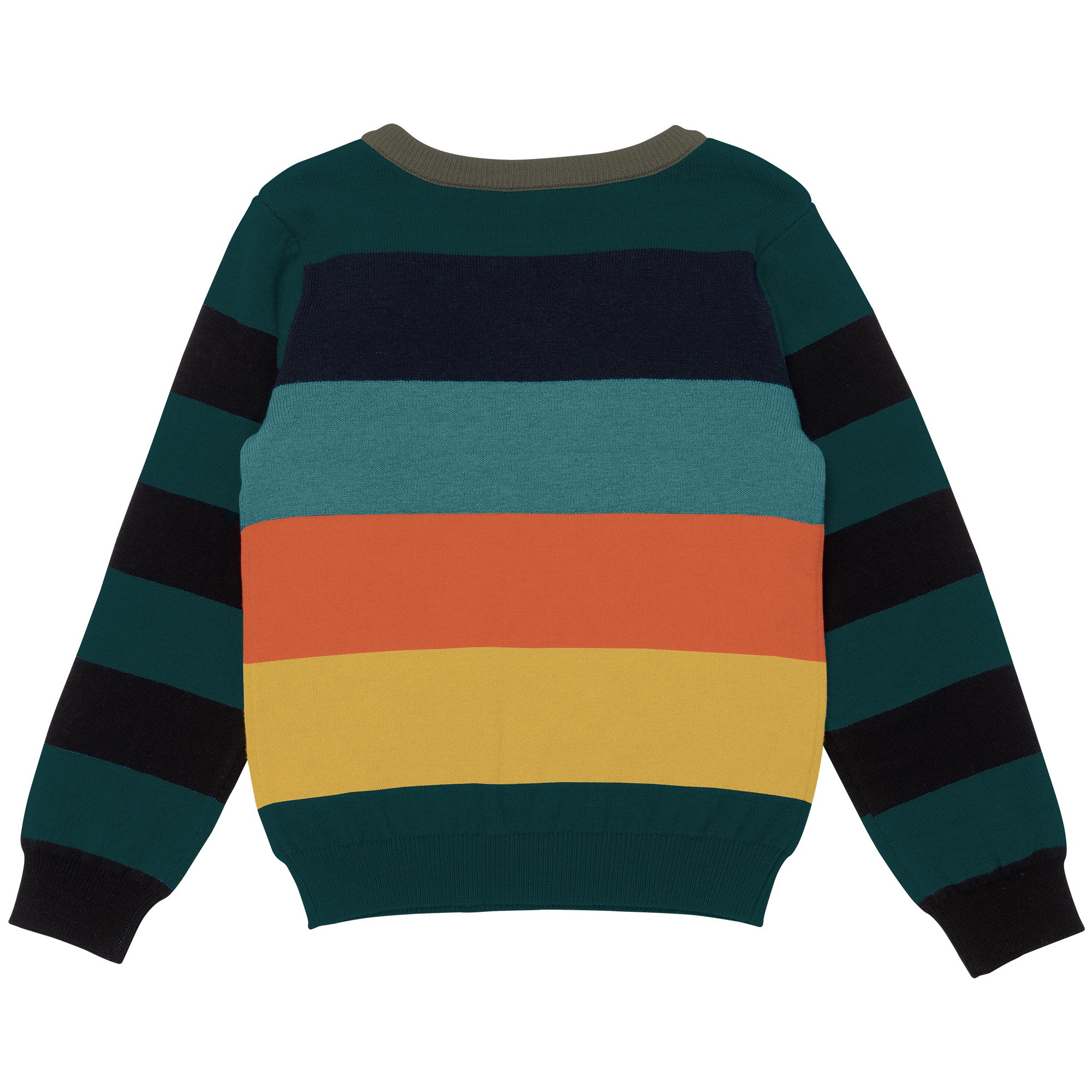 Boys Green Stripes Cotton Sweater