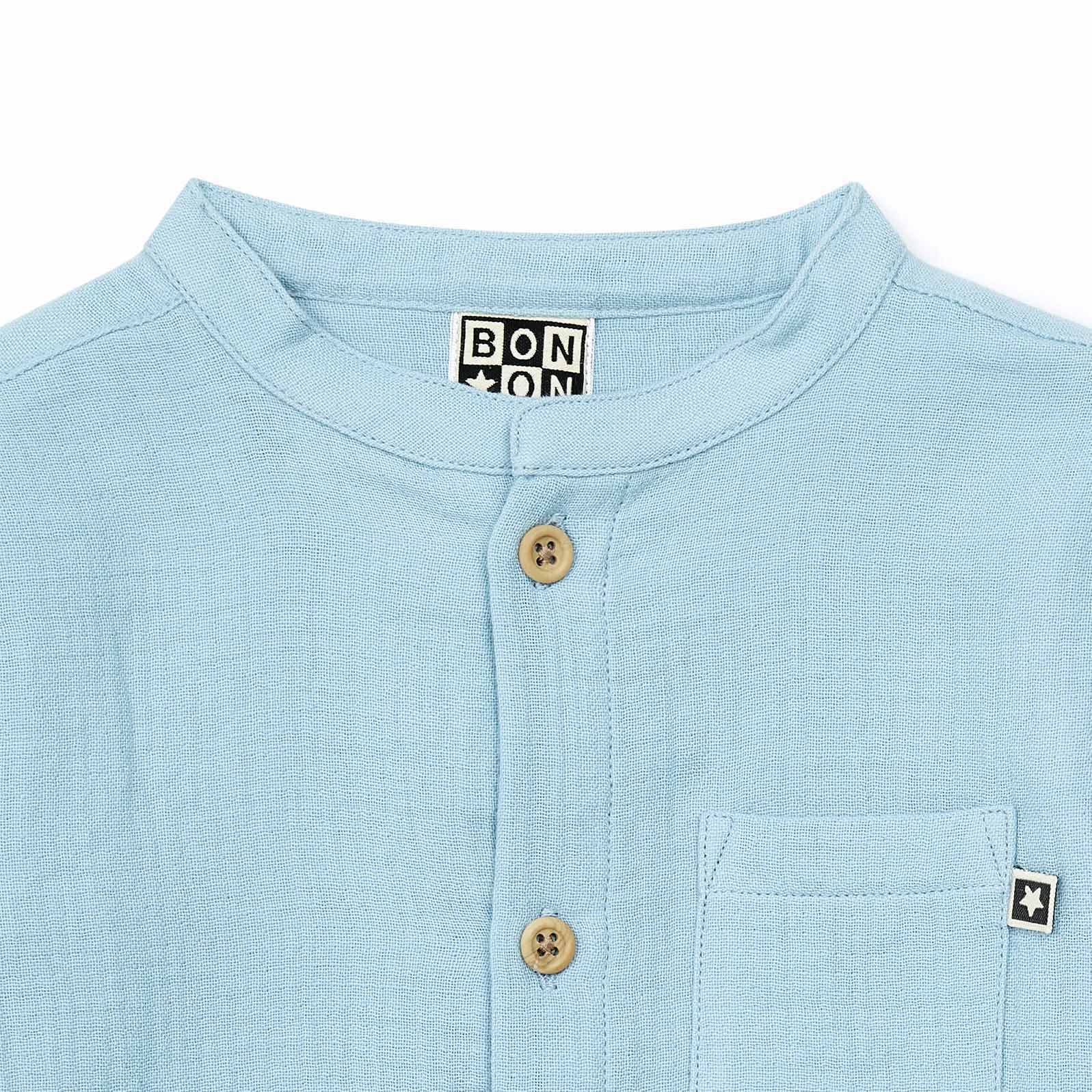 Baby Boys Blue Cotton Shirt