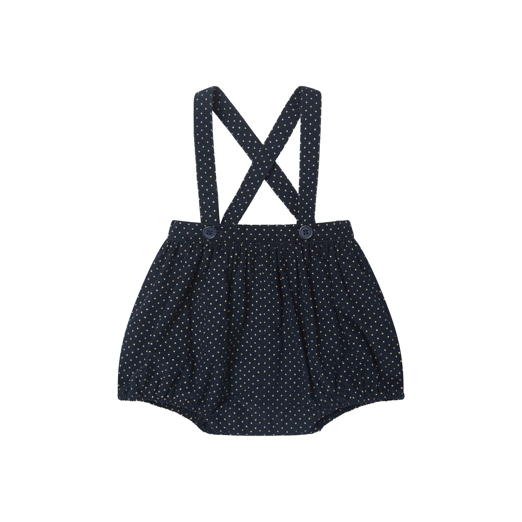 Baby Girls Navy Dots Cotton Shorts