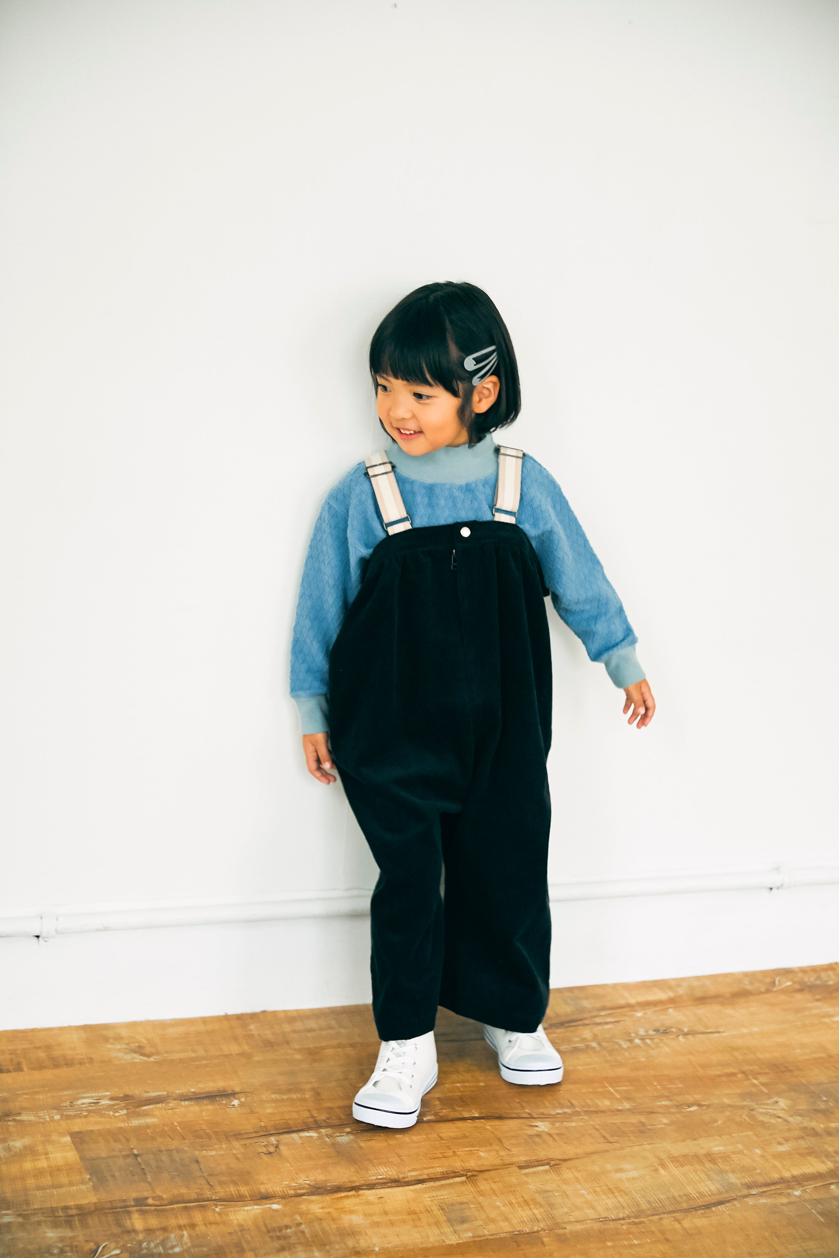 Boys Black Oversize Overall