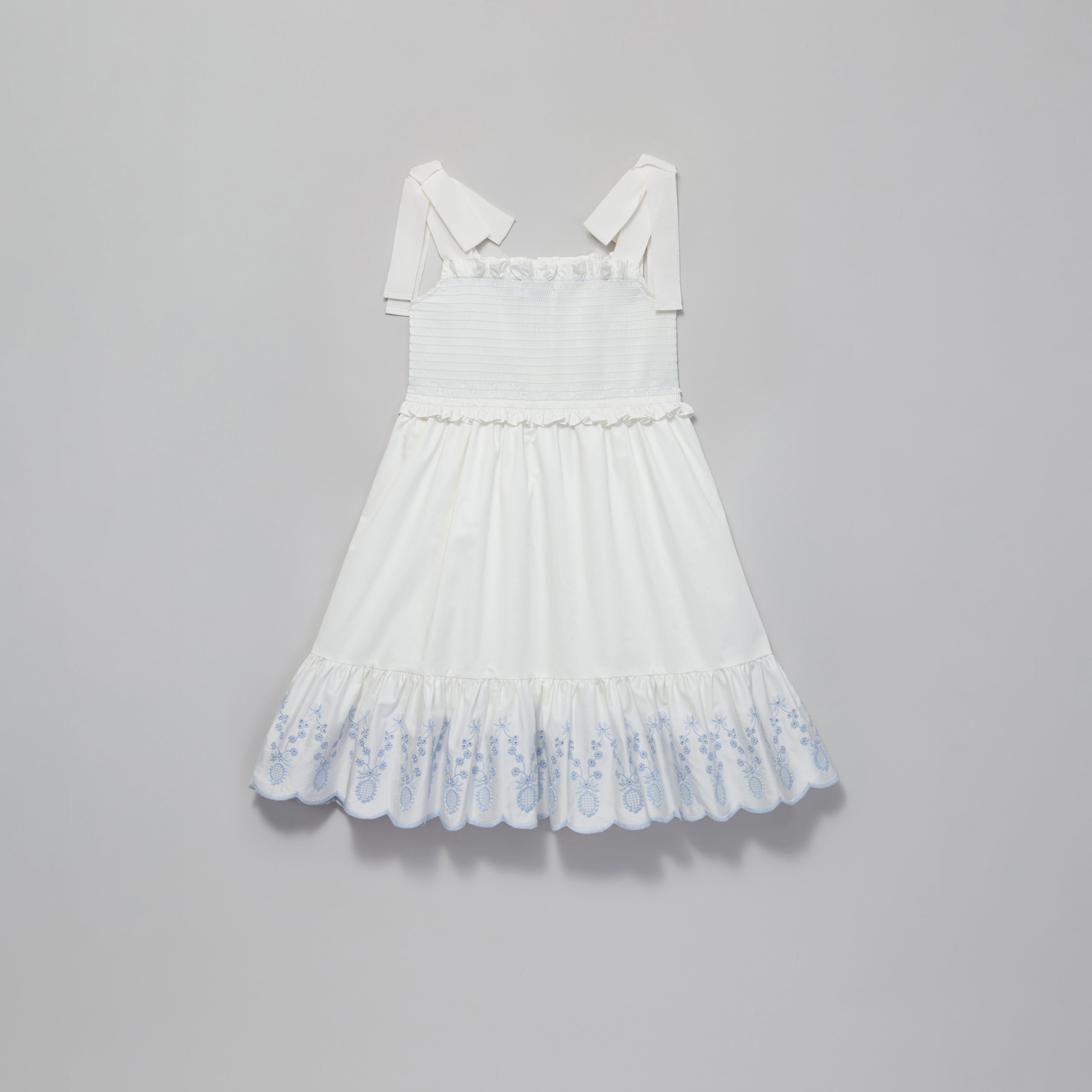 Girls White Embroidered Dress