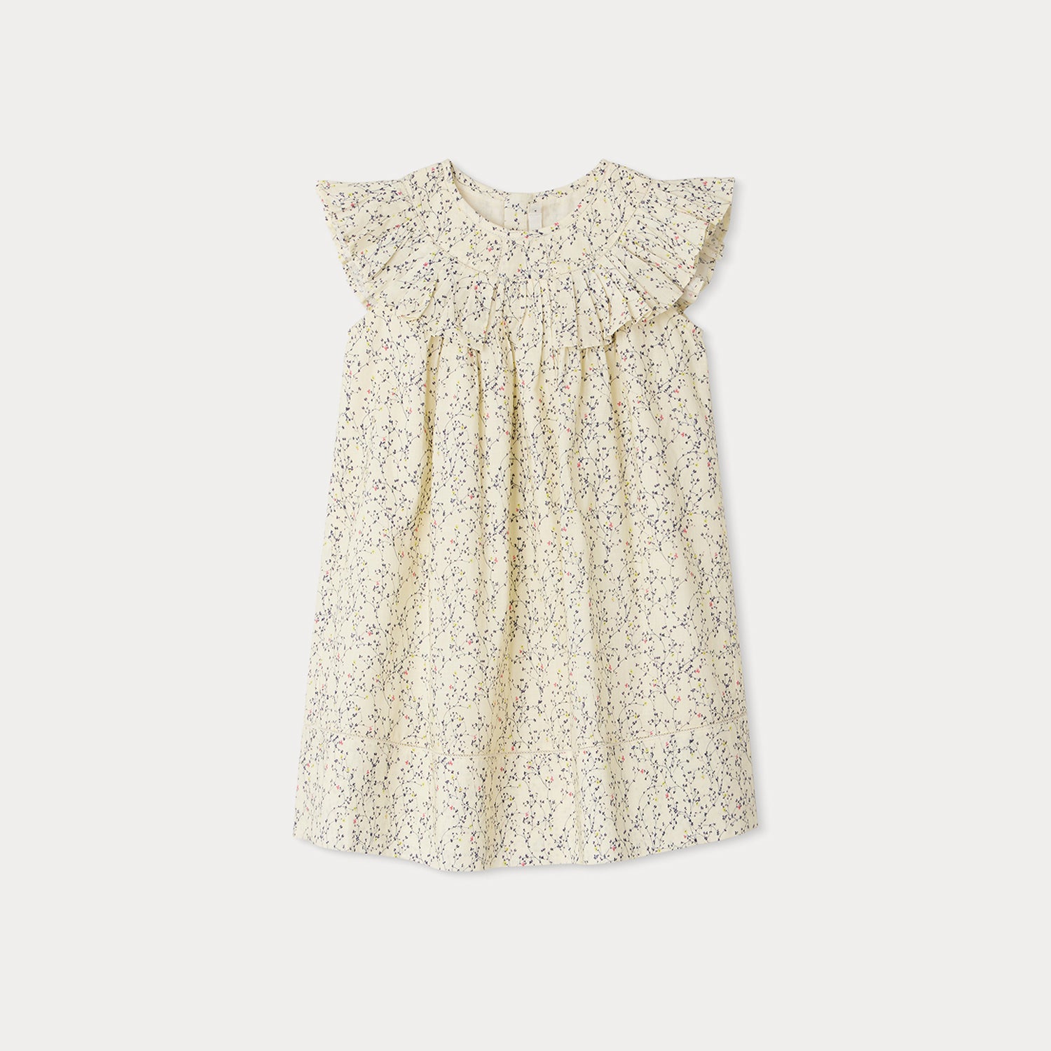 Girls Ivory Floral Cotton Dress