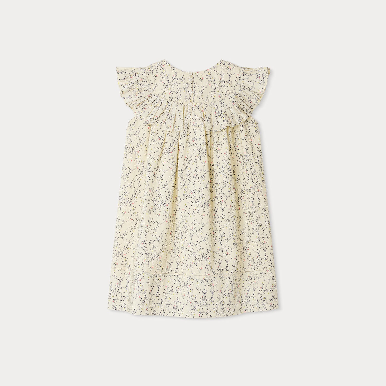Girls Ivory Floral Cotton Dress