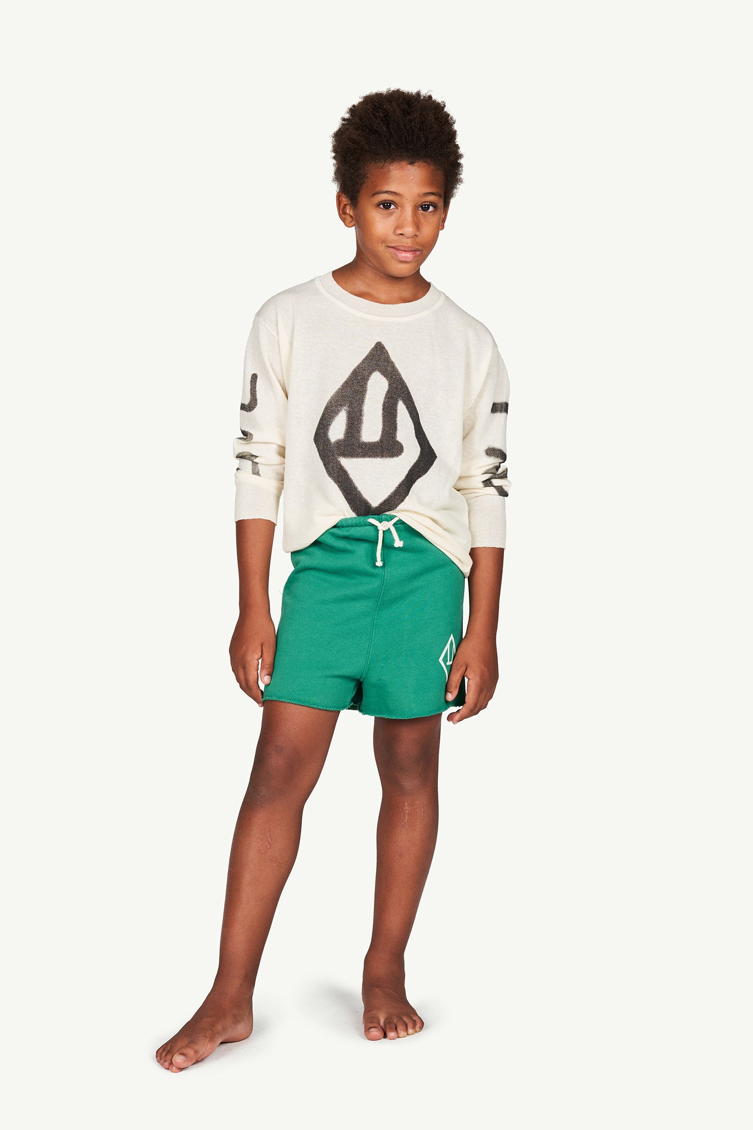 Boys & Girls Green Logo Cotton Shorts