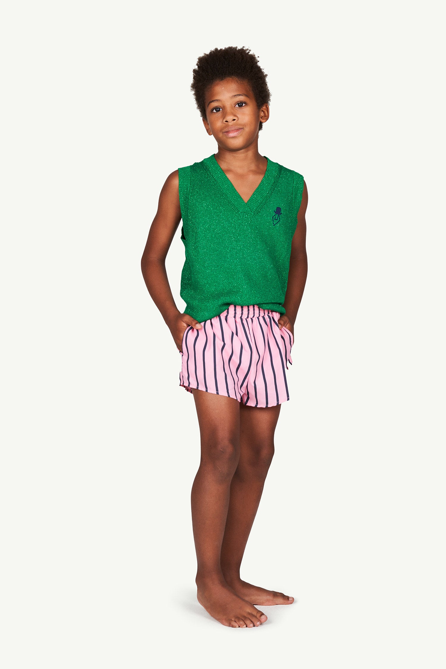 Boys Pink Stripe Swim Shorts