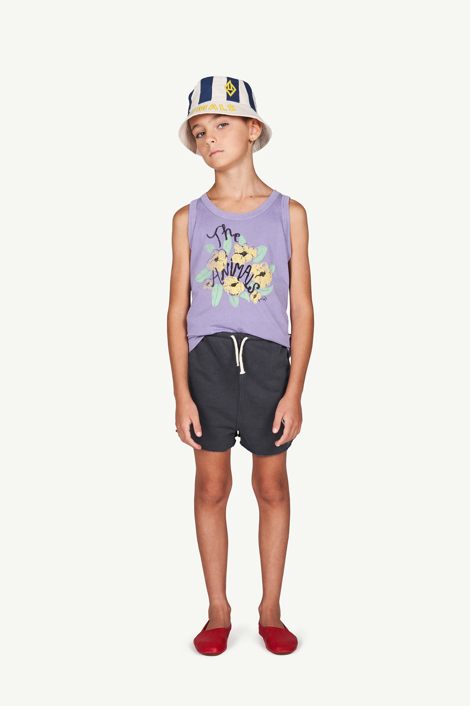 Boys Purple Flower Cotton Tank Top