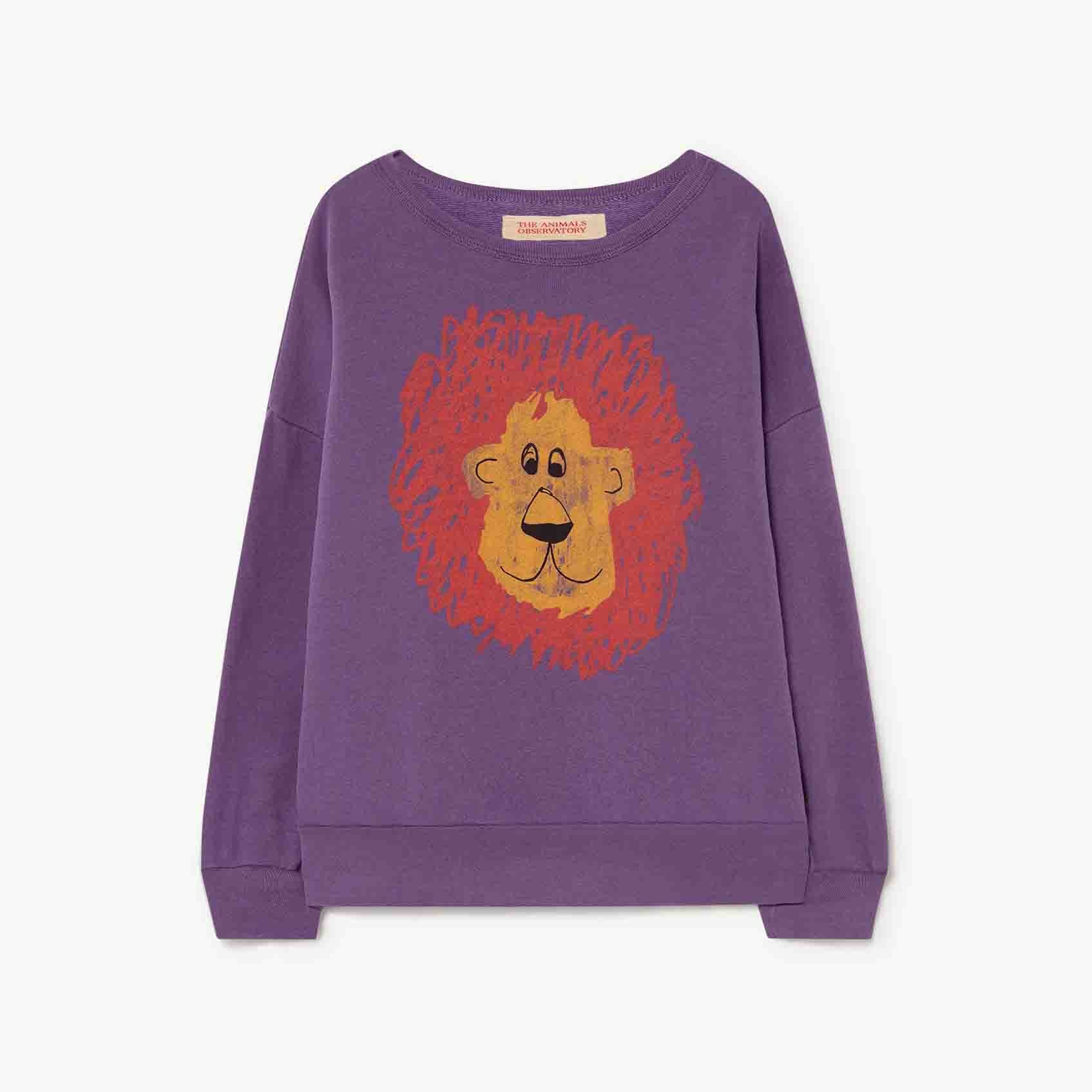 Boys & Girls Purple Lion Cotton Sweatshirt