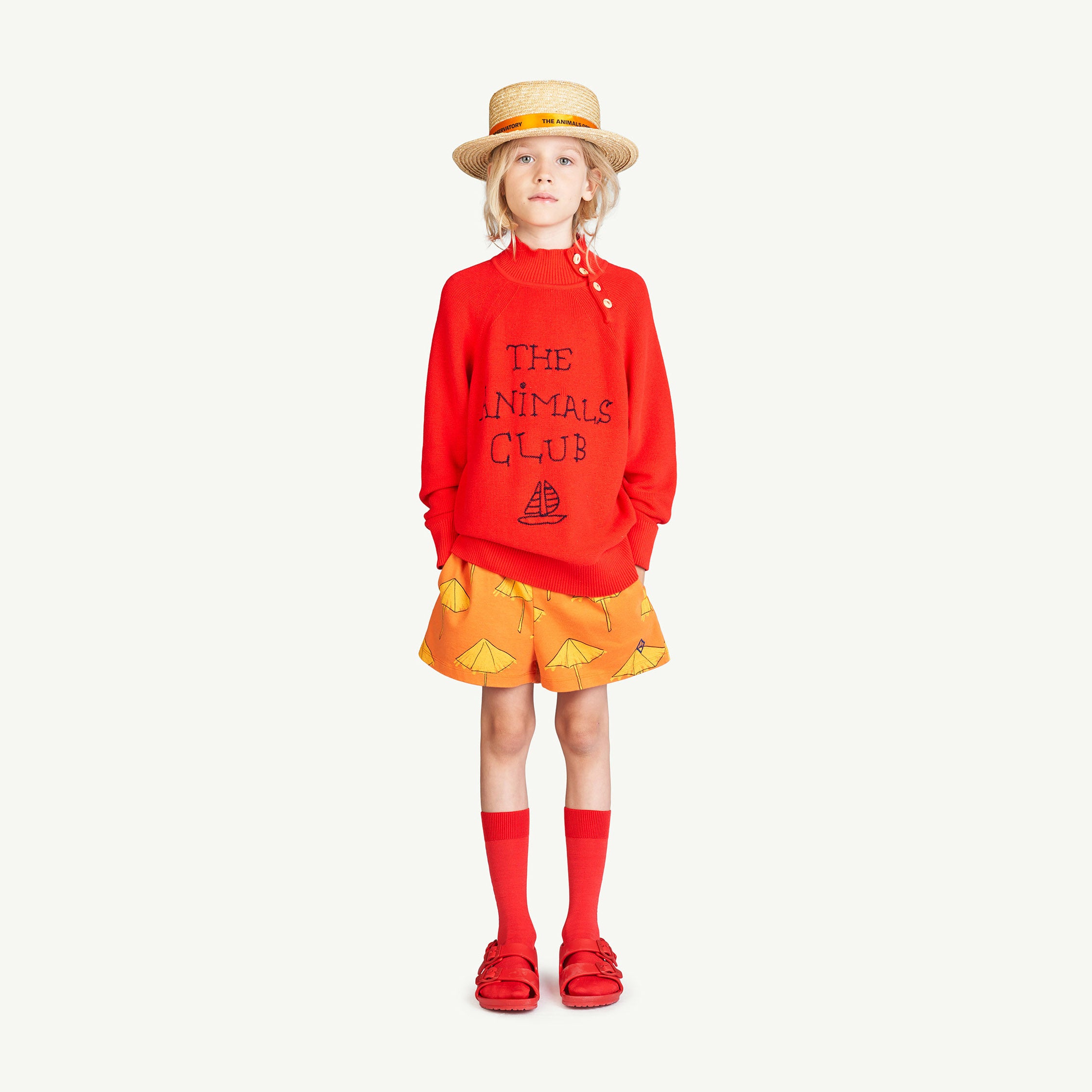 Boys & Girls Orange Printed Cotton Shorts