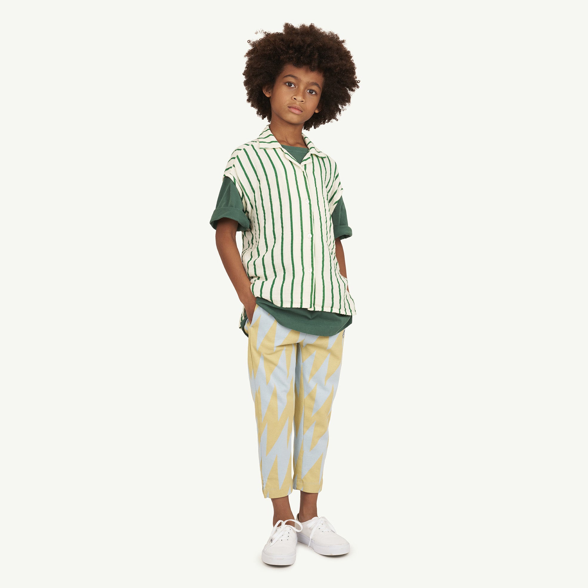 Boys & Girls Green Stripes Shirt