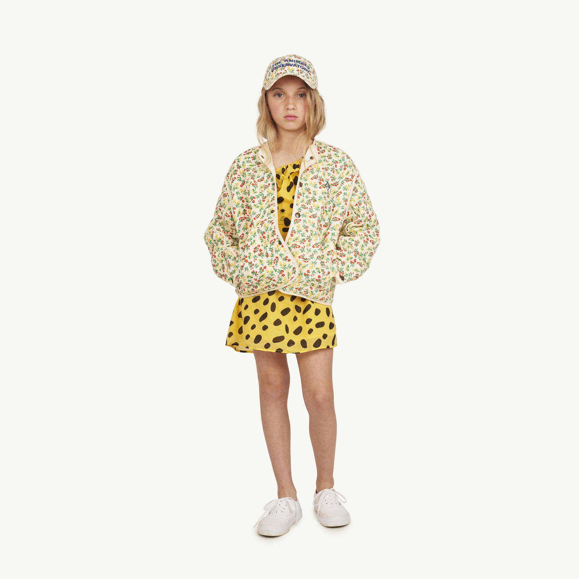 Girls Green Floral Padded Reversible Jacket