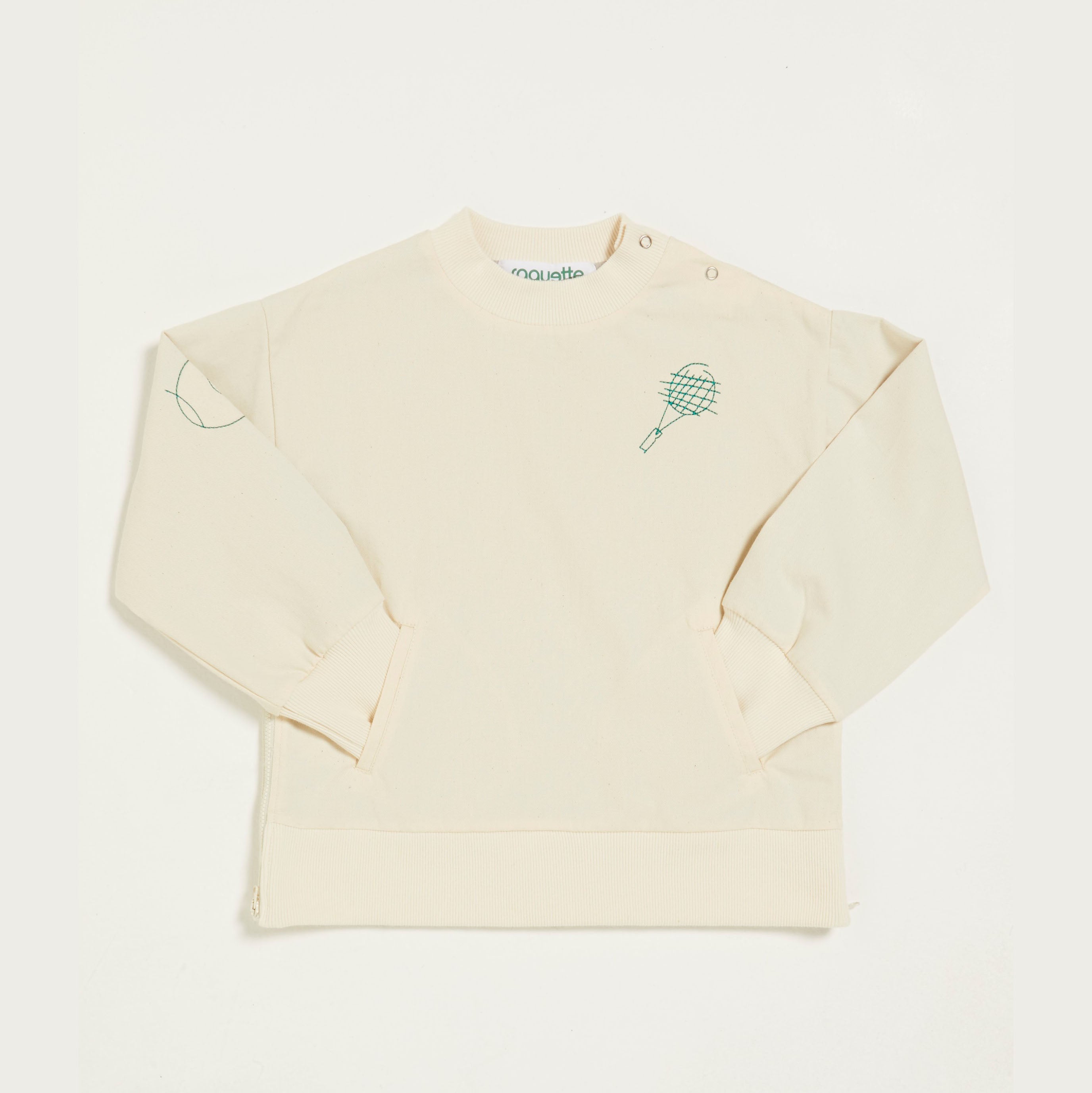 Boys & Girls White Tennis Cotton Sweatshirt