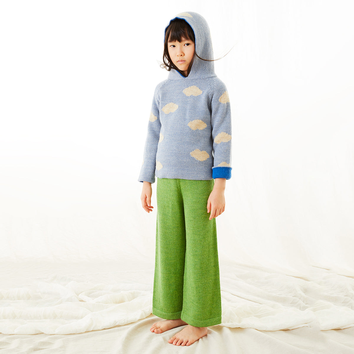 Boys & Girls Blue Alpaca Hooded Sweater