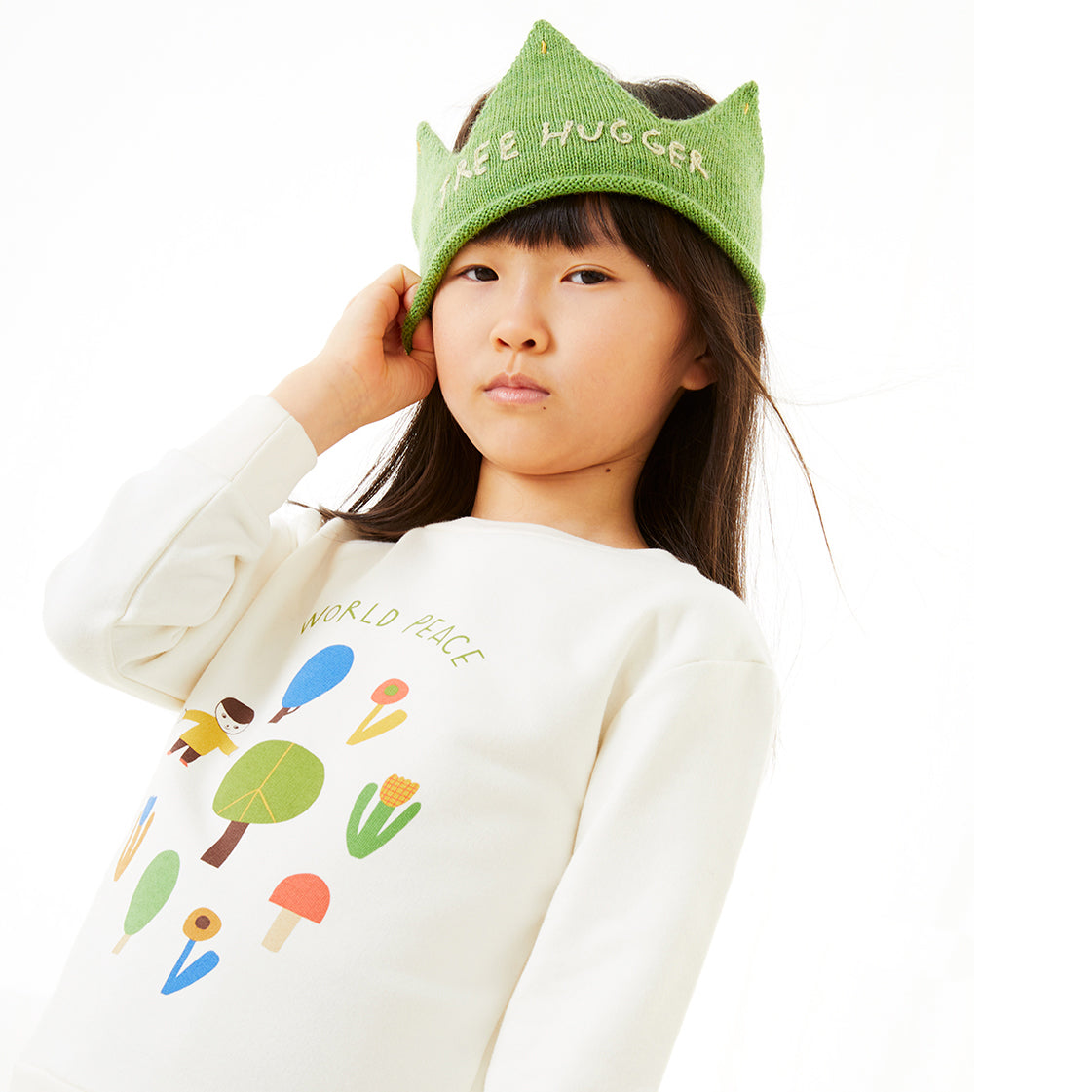 Boys & Girls Green Alpaca Crown