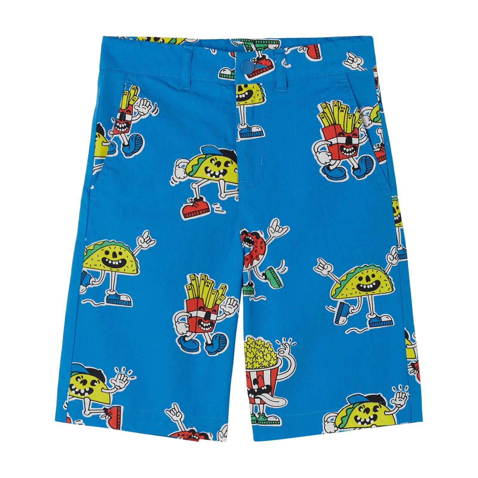 Boys Blue Printed Cotton Shorts