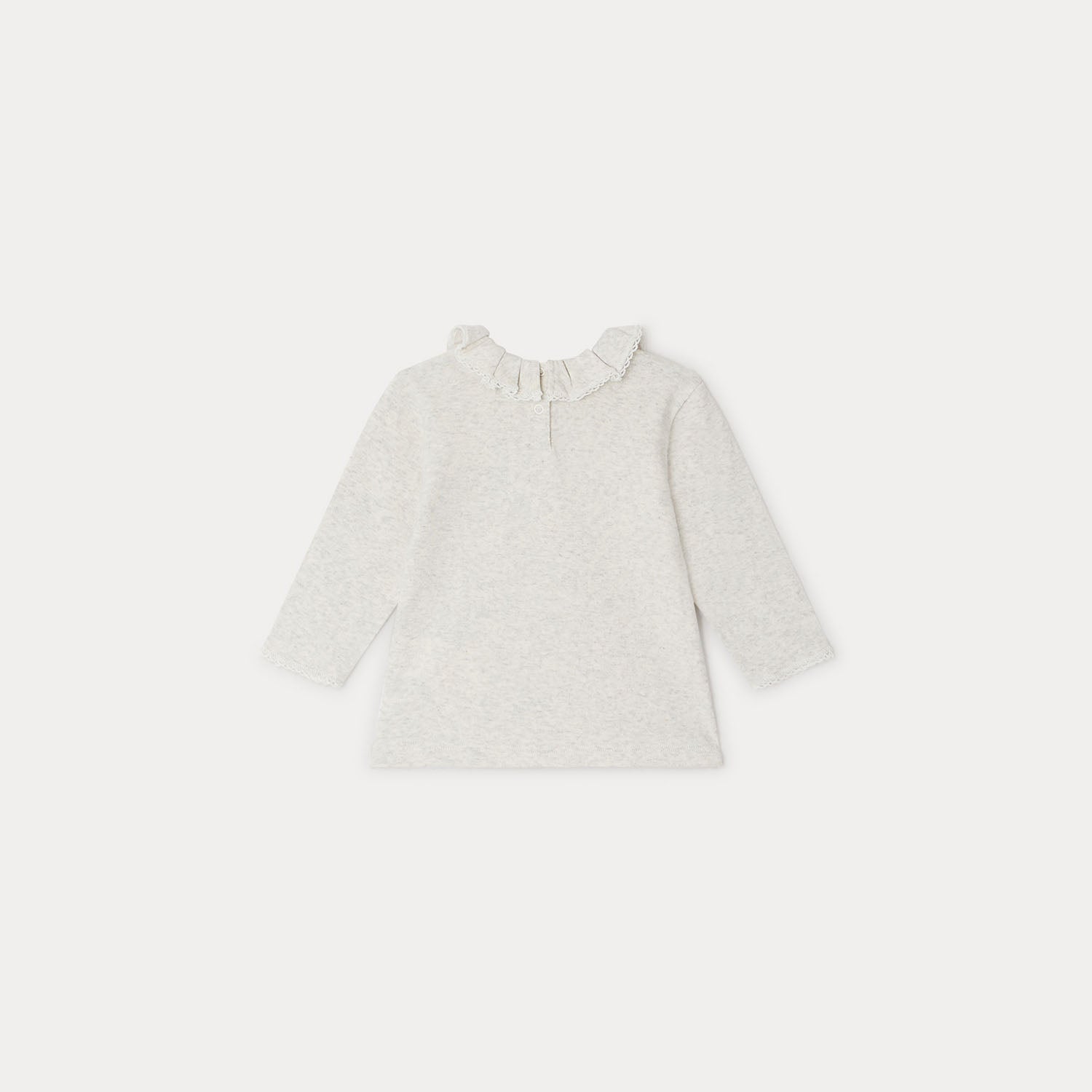 Baby Girls Grey Ruffle Cotton T-Shirt