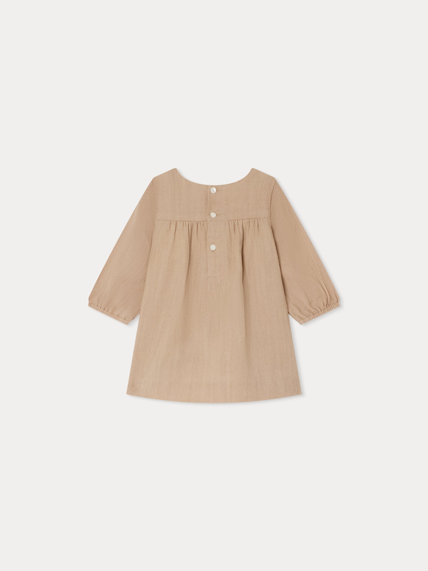 Baby Girls Beige Embroidered Wool Dress