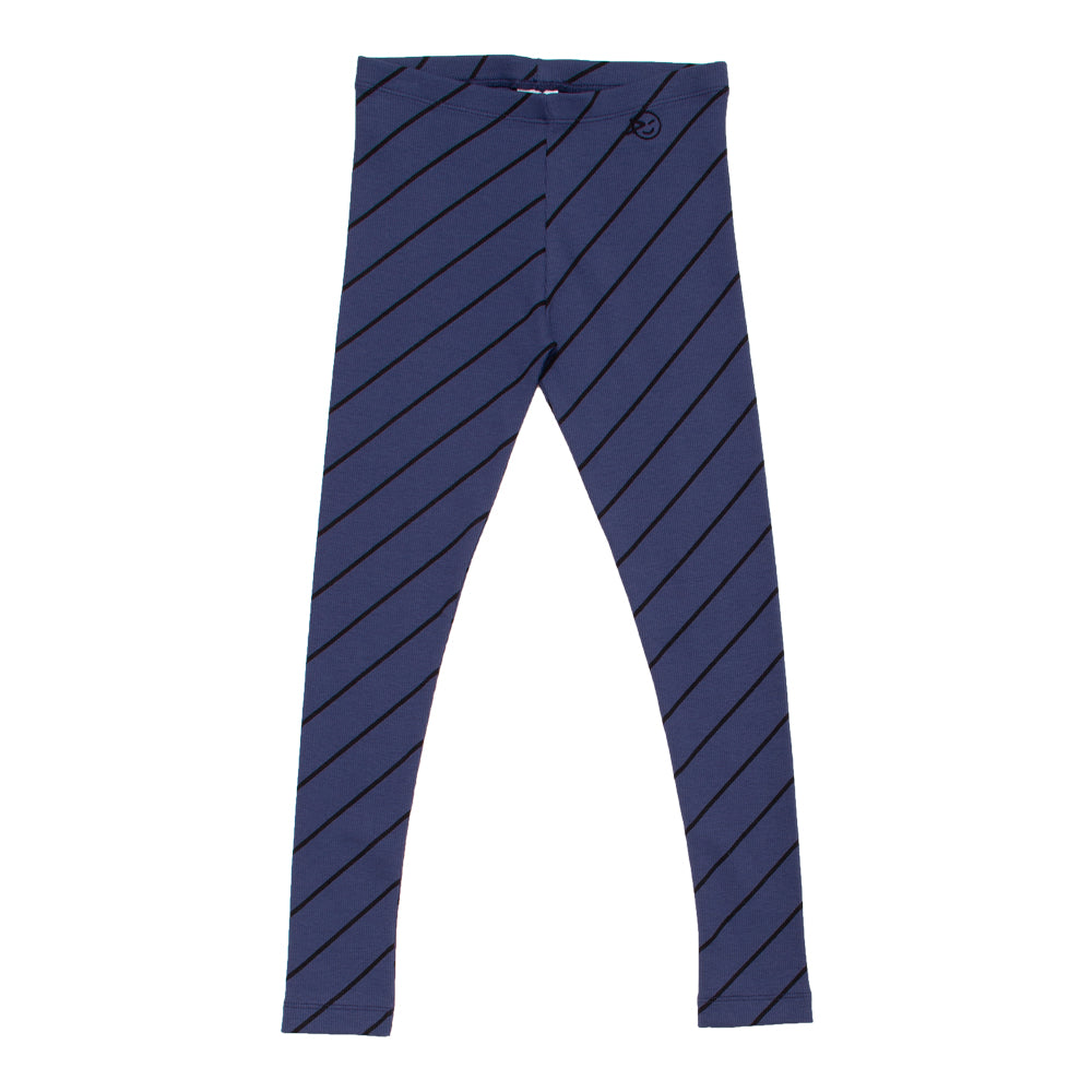 Girls Navy Stripes Cotton Leggings