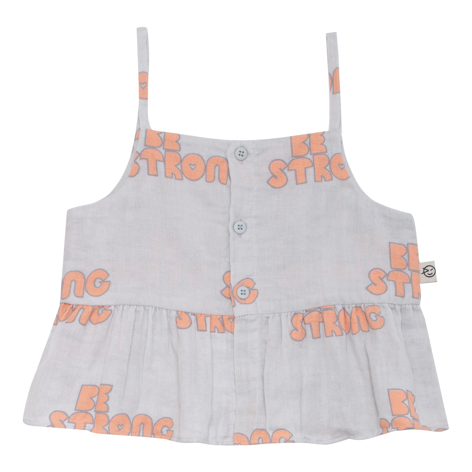 Girls Pale Blue Logo Cotton Strap Top