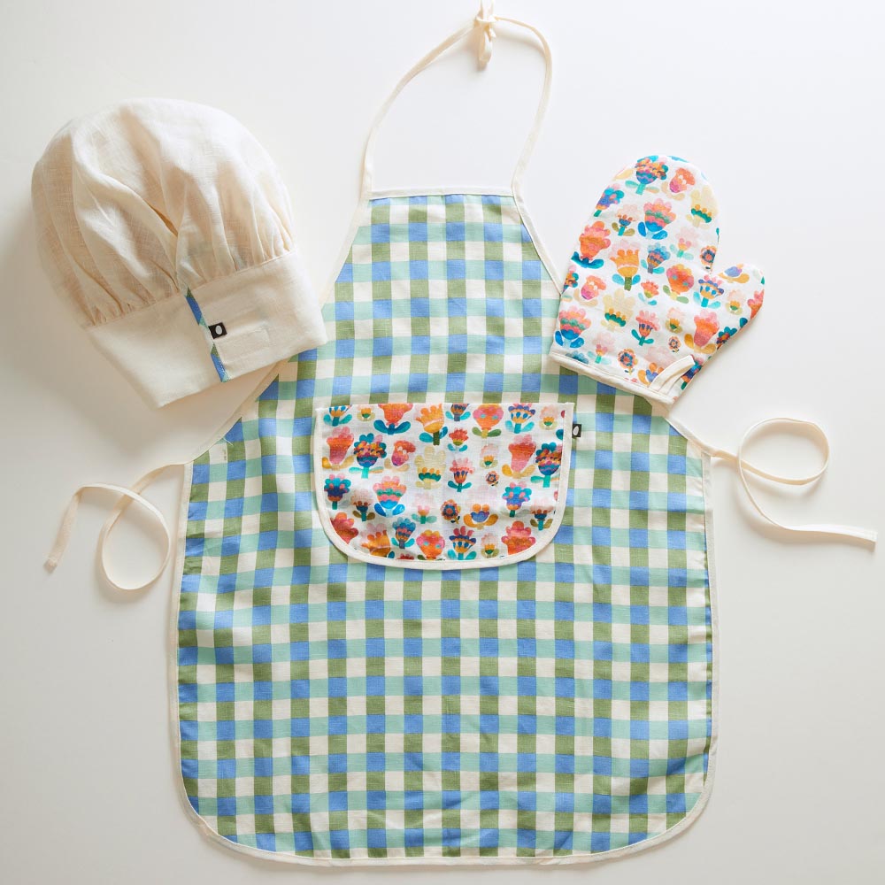 Boys & Girls Blue Check Apron Set