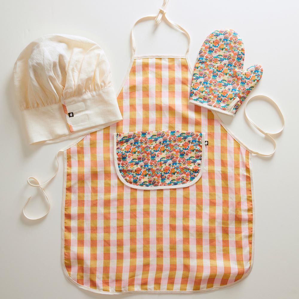 Boys & Girls Orange Check Apron Set