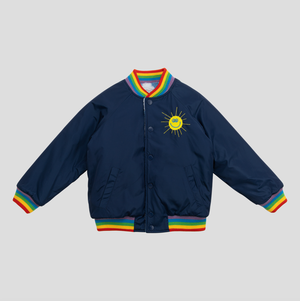 Boys Navy Teddy Bear Clouds Jacket