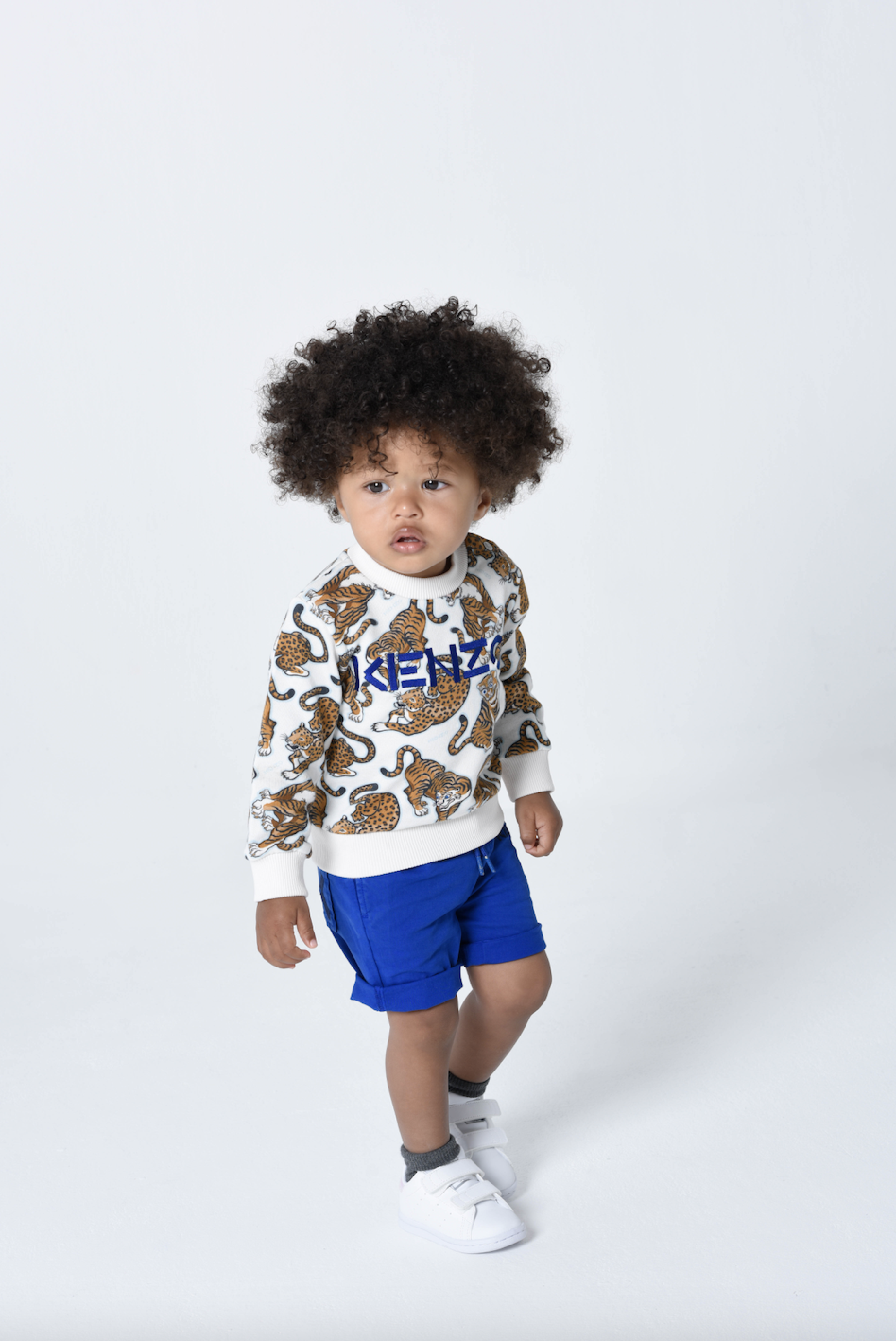 Boys & Girls White Tiger Cotton Sweatshirt