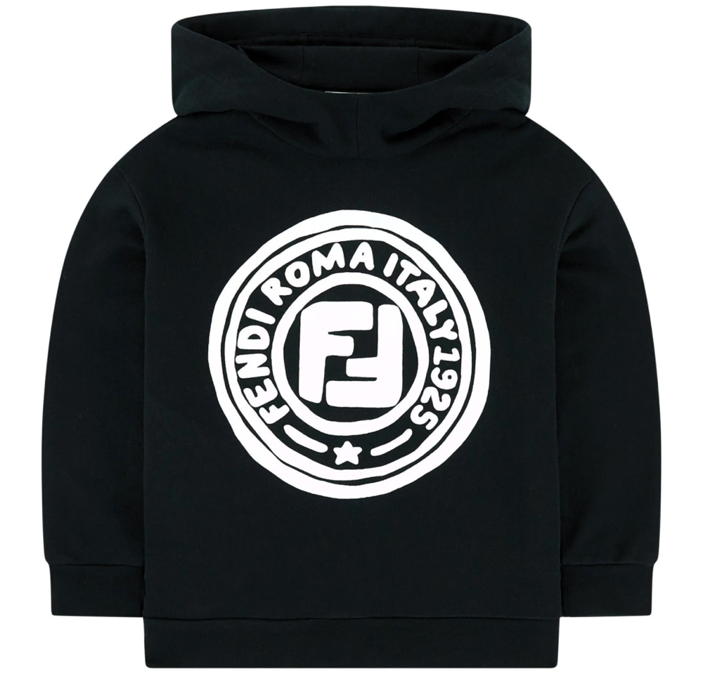 Boys & Girls Black FF Cotton Hoodie