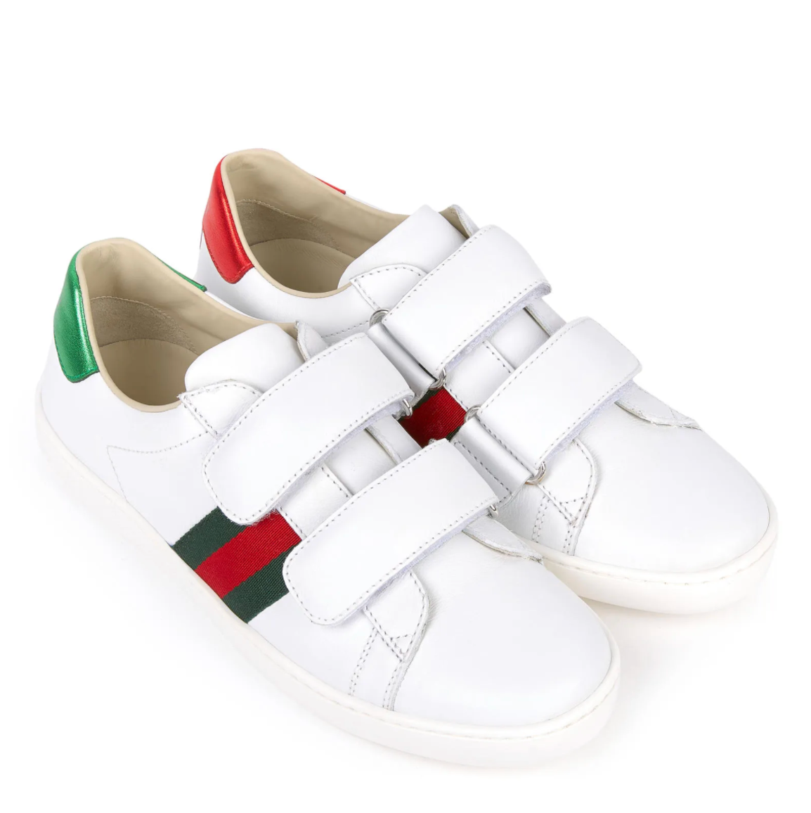 Boys & Girls White Calf Skin Sneakers