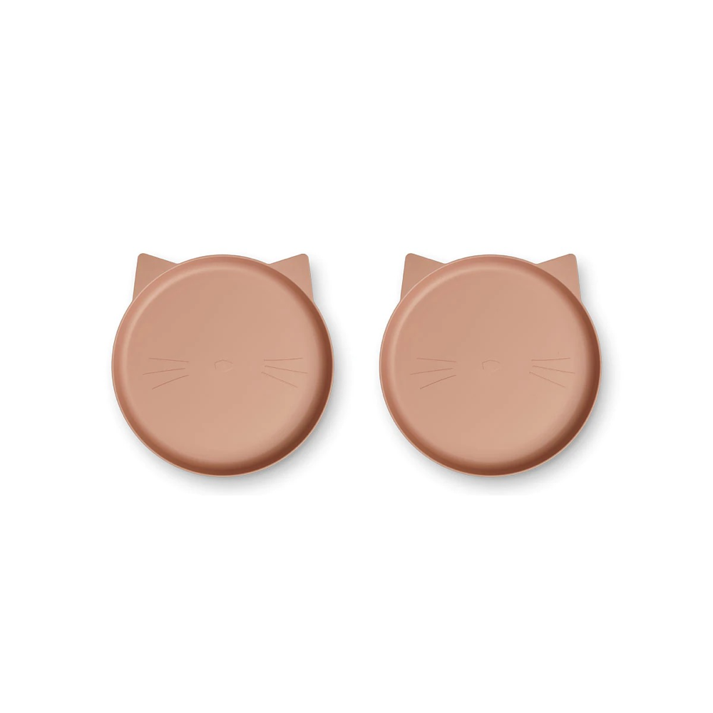 Boys & Girls Pink Cat Plates(2 Pack)