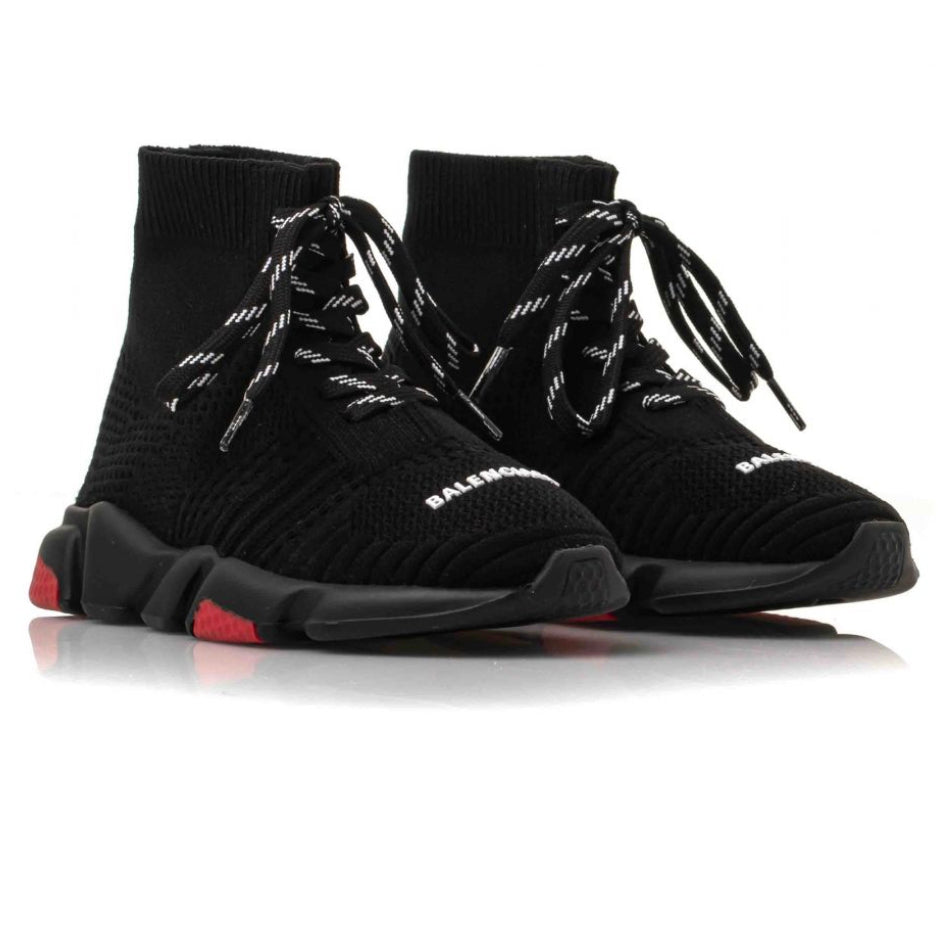 Boys Black & Red Logo Shoes