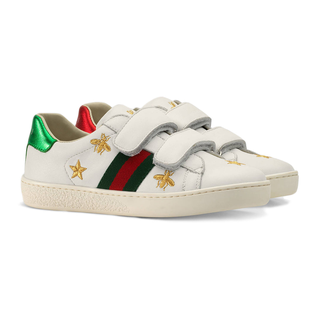 Boys & Girls White Calf Skin Sneakers