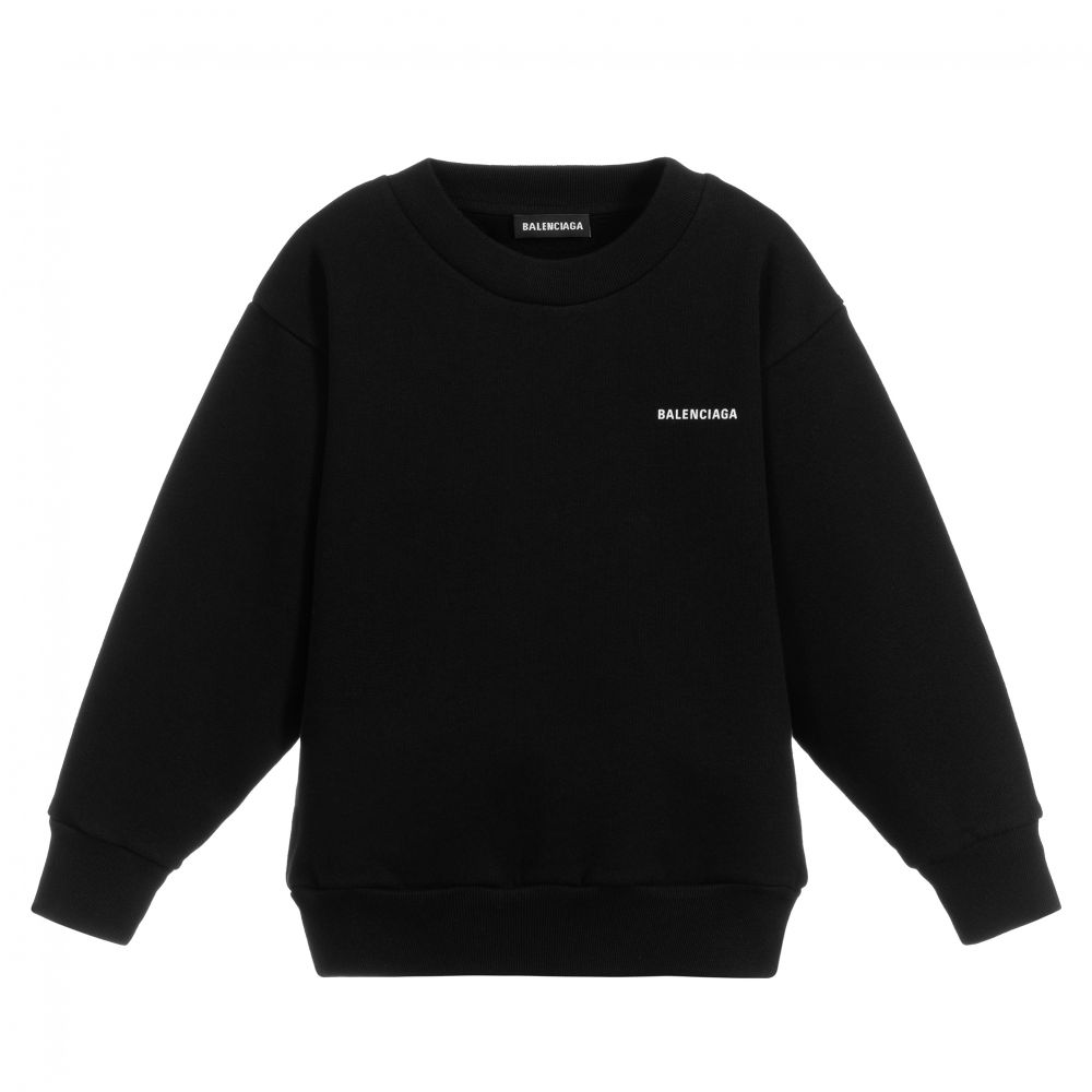 Boys & Girls Black Logo Cotton Sweatshirt