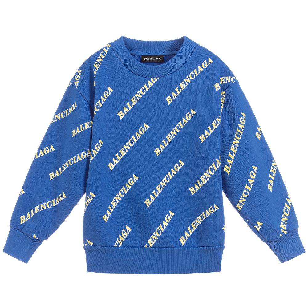 Boys & Girls Blue Logo Cotton Sweatshirt