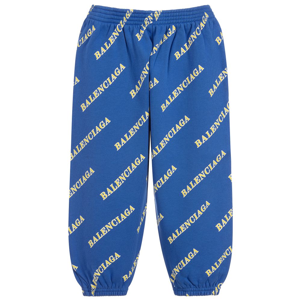 Boys & Girls Blue Logo Cotton Jogging Pants