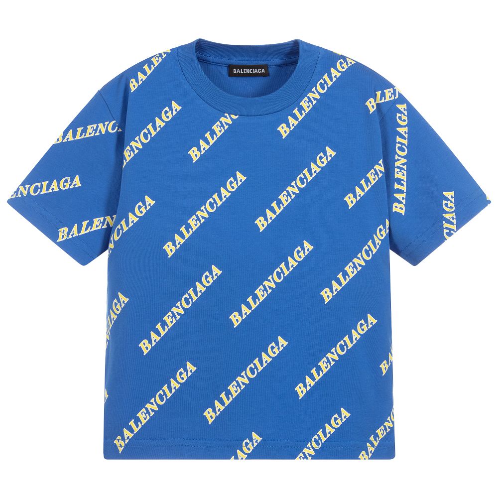 Boys Blue Logo Cotton T-Shirt