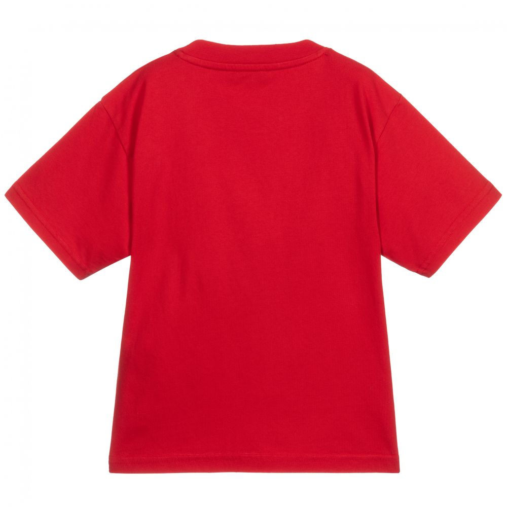 Boys & Girls Red Logo Cotton T-Shirt