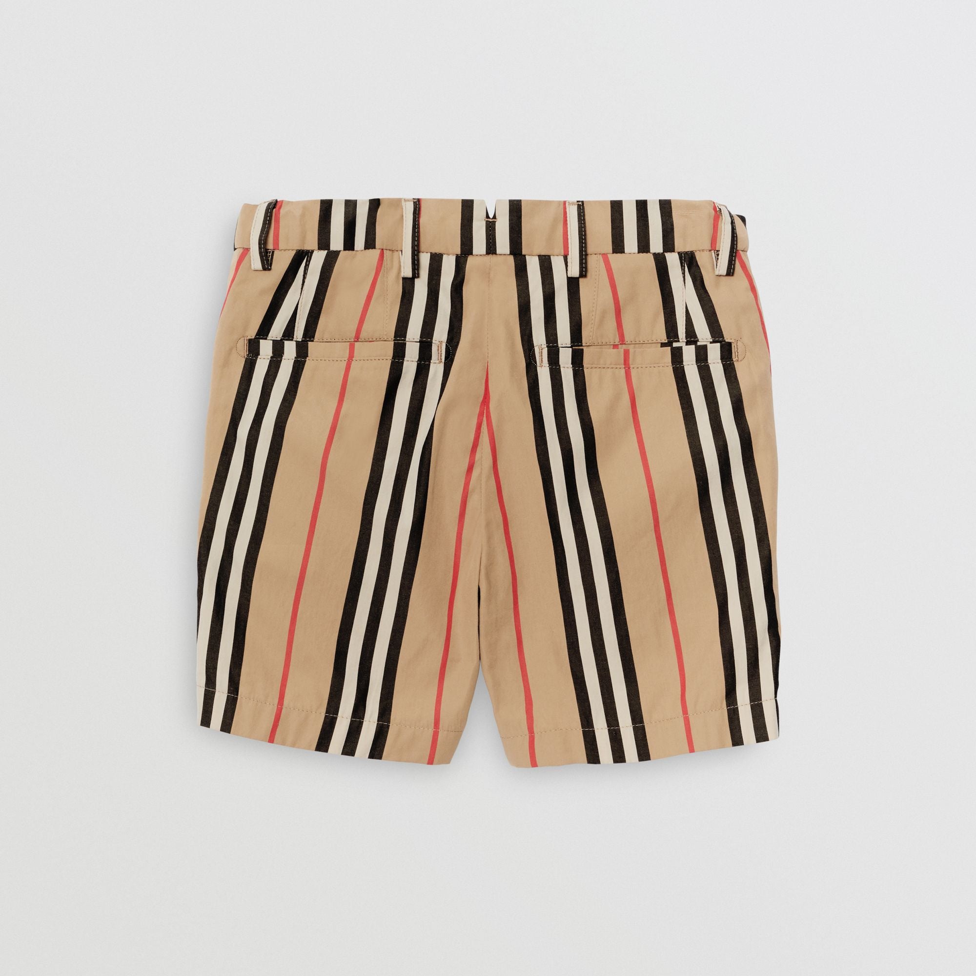 Boys Archive Beige Stripes Cotton Shorts